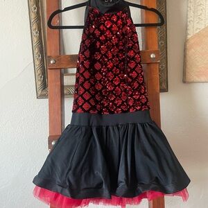 Chic Red and Black Halter Dress